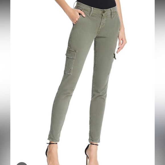 Frame Denim Pants - Frame Le Service Cargo Skinny Pants Size 27 Women Green Zipper Ankle Hems K